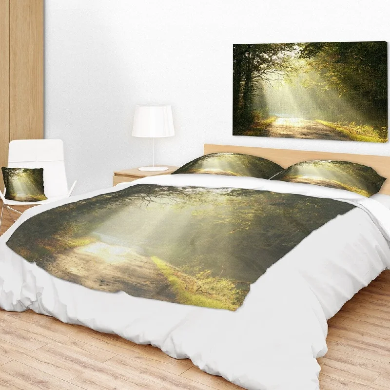 Designart 'Bright Sunbeams to Fall Forest' Landscape Photography Throw Blanket