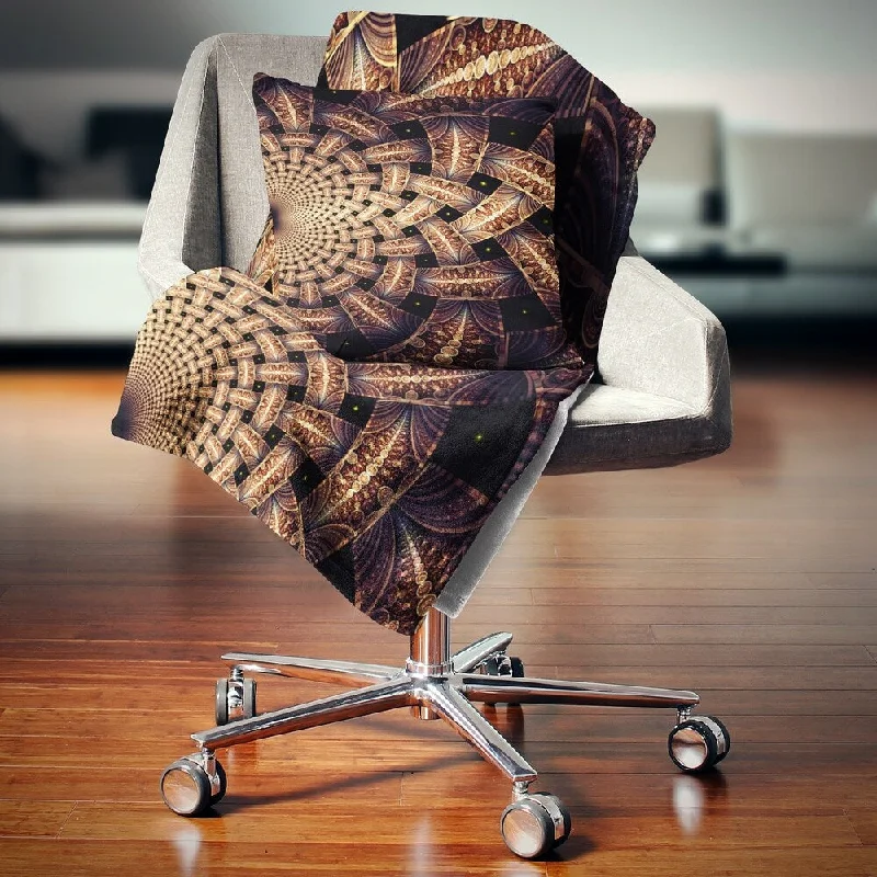 Designart 'Dark Brown Fractal Flower Pattern' Floral Throw Blanket