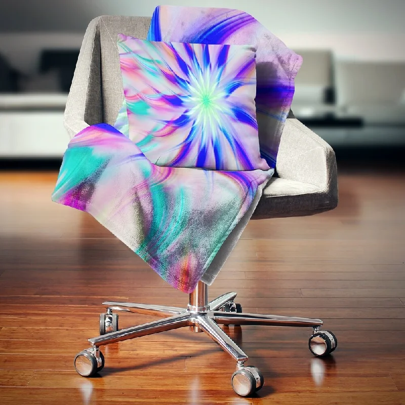 Designart 'Exotic Blue Fractal Spiral Flower' Abstract Throw Blanket