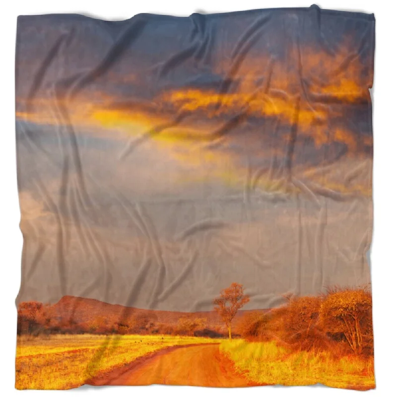 Designart 'Fantastic Road and Sky in Kenya' Landscape Fleece Throw Blanket