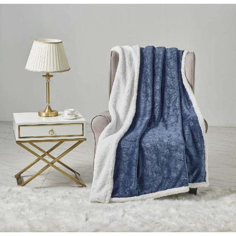 Louver Sherpa Throw Blue