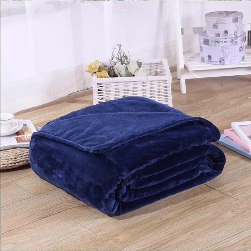 Navy Flannel Fleece Throw Blanket 50" x 60"