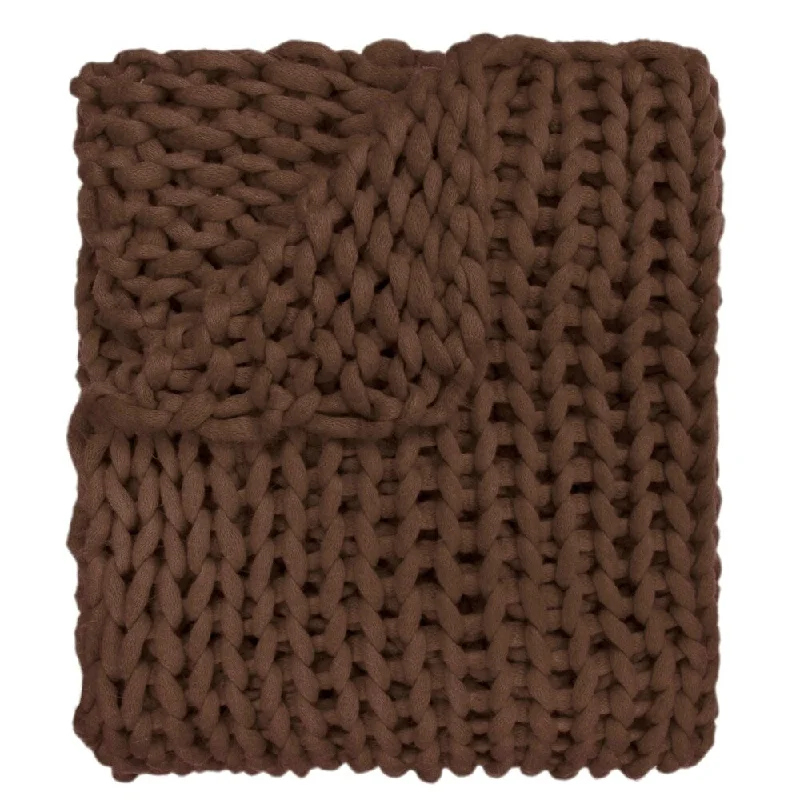 Throw, Chunky Knitted (Dark Brown)